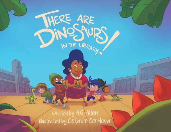 Book Cover Image of 	There Are Dinosaurs in the Library! by A.G. Allen