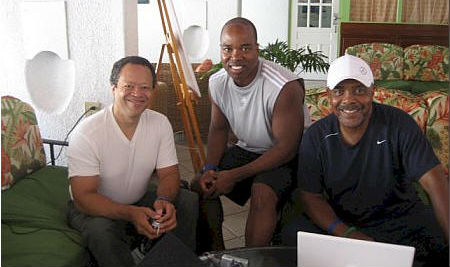 Steven Barnes, Troy Johnson (AALBC.com Founder) and 
							actor Roscoe Orman